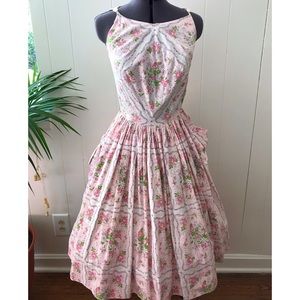 Vintage ‘50s Pink Windowpane Floral Dress